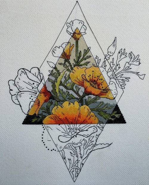 somediyprojects:Flower Impressions stitched by JinkyBeignet. Pattern ($5.52) designed
