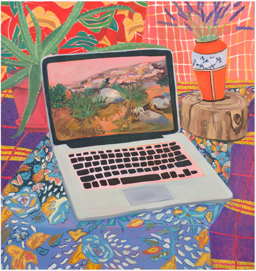 paintingorsomething:  Anna ValdezLaptop with Landscape, 2014oil on canvas. 32 x 30 inches