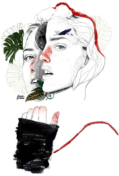 redlipstickresurrected:Elena Garnu (Spanish, based Albacete, Spain) - 1: División Celular I  2: The Revenge   3: Si Me Callas (If You Shut Me Up)   4: División Celular II  5: Mirror  Digital Arts: Drawings