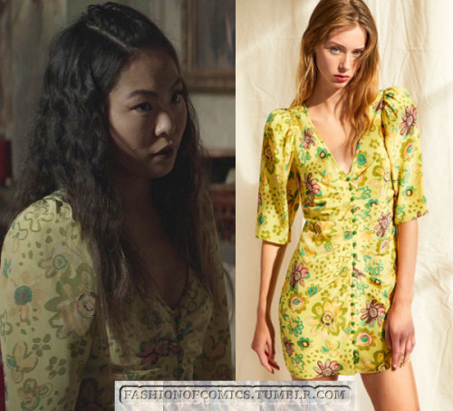 WHO: Nicole Kang as Mary HamiltonWHAT: Wilfred Le Fou at Aritzia Tango Dress in Firefly/Pixie Green 