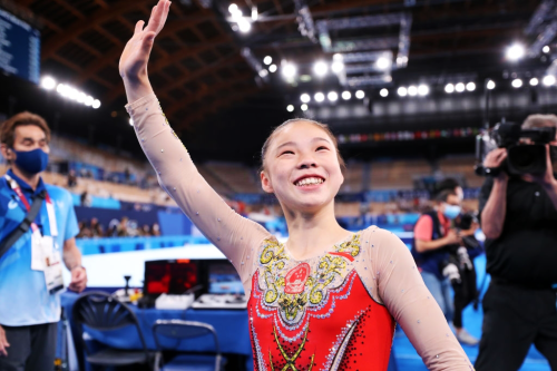 agathacrispies: Guan Chenchen of Team China celebrates with her silver medalist teammate, Tang Xijin