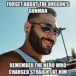 ineversurrender:  10 Year Army Veteran Chris Mintz charged the gunman, yelling that it was his son’s birthday. He was shot 7 times and will probably have to learn how to walk again, but he is expected to survive!  Get well soon! 