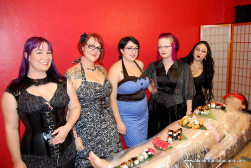 mistressaliceinbondageland:  Sissy Sushi Shoot is a REALITY! Enjoy these super teaser images from http://www.aliceinbondageland.com Made Sushi For ThemA Bound Platter I BecameHope I Pleased Them All- Haiku by Sissy Joy I had a great time joining forces