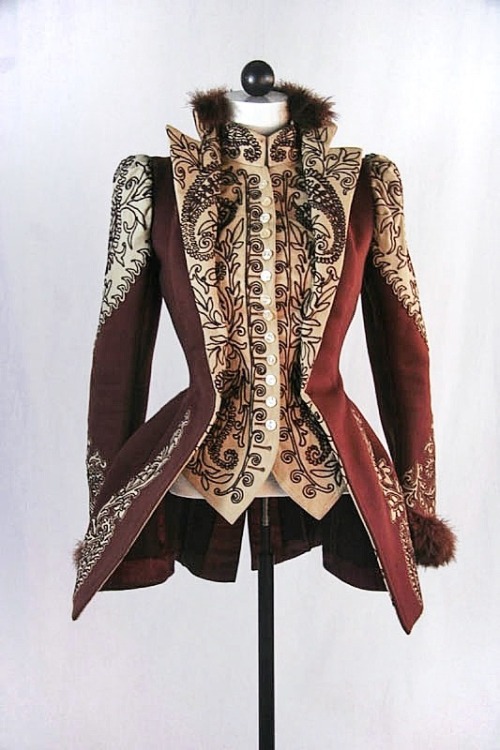 thevintagethimble:Wine and Ivory JacketJacket made of heavy wool in wine and cream. Tight fitting, h