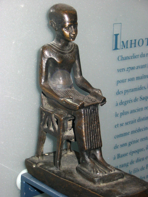 Bronze statue of Imhotep (fl. ca. 2650-2600 BCE), architect of the Step Pyramid of Djoser and the fi