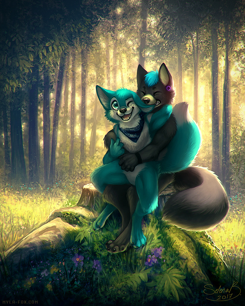 mylafox:   Full-Body Illustration commission for BlueWusky and their partner, Rolu!