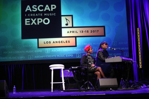 monaedroid:  Janelle Monáe & Stevie Wonder onstage at Stevie Wonder  presented with “Key of Life” Award at the ASCAP “I Create Music” Expo Los Angeles, California April 15, 2017 