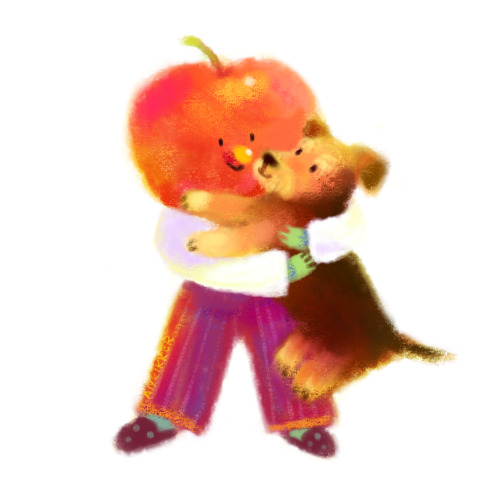 Apple boy and his doggo