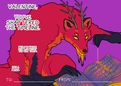 melsephant:Valentines featuring some of the monsters from the Monster of the Week campaign I’v