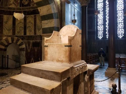 historyarchaeologyartefacts:The Throne of Charlemagne in the Cathedral of Aachen, Germany. 9th Centu