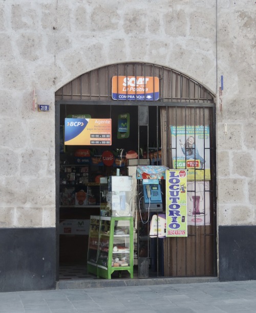 Las Puertas de Arequipa XV - Tienda y Locutorio, 2017. In the era before cell phones and Wi-Fi in ho