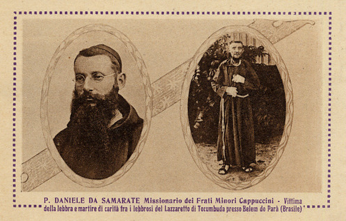 1. Padre Daniele da Samarate (1876-1924) | 2. Estação de Sto. Antonio do Prata / Acervo
No verso de um calendário italiano do ano de 1925 está a imagem acima, com os seguintes dizeres: “P. Daniele da Samarate. Missionário de Irmandade Menor dos...