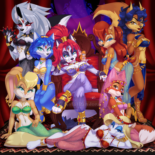 metalpandora:Queen of the harem a tribute to both my fursona and my fave furry ladies!