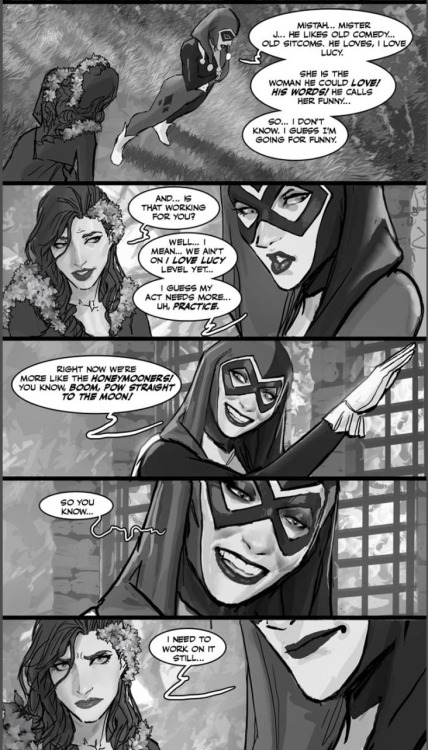 nebezial-asheri:  geekcomics:   Mad Love by   nebezial (stjepan sejic)   definitely better organized than the ones i posted. thank you!also,  i gotta learn how to tumblr better XD