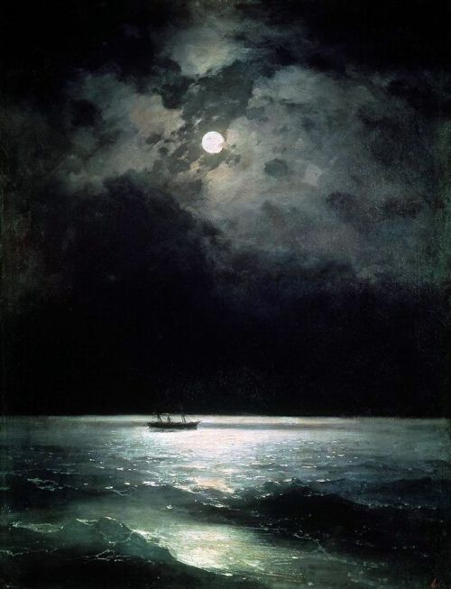 mortem-et-necromantia:The Black Sea at night, Ivan Aivazovsky, oil on canvas, 1879.