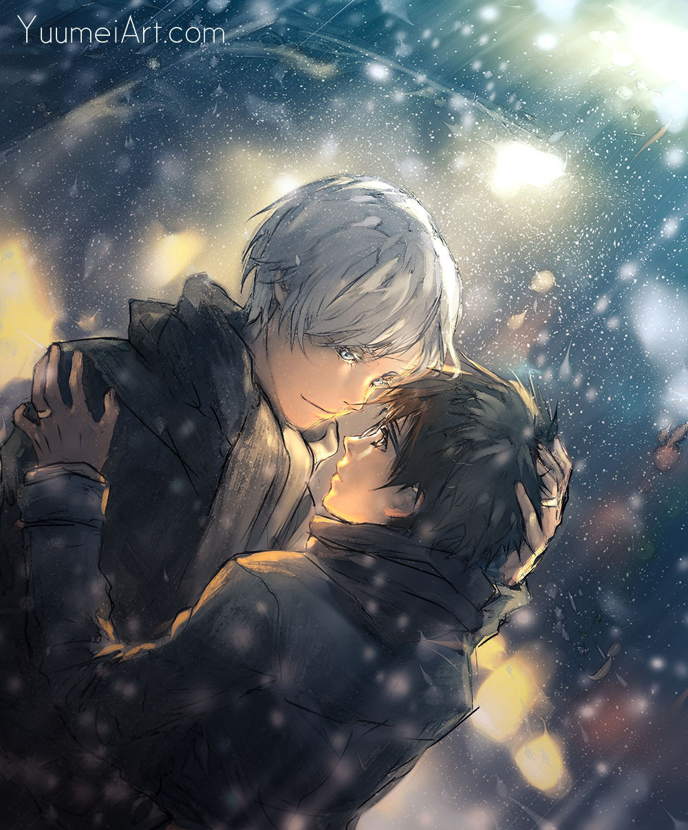 yuumei-art:    Yuri on Ice fanart :D there’s just something about being warm together