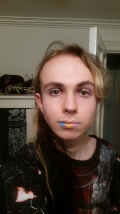 Pride month selfies. Untouched, no makeup aside from the obvious. On my eyes is the Asexual pride fl