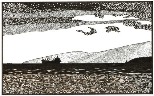 illustratedvancouver:“Looking Away” (2005), a wood block print by Gary Sim, an artist I’ve featured 