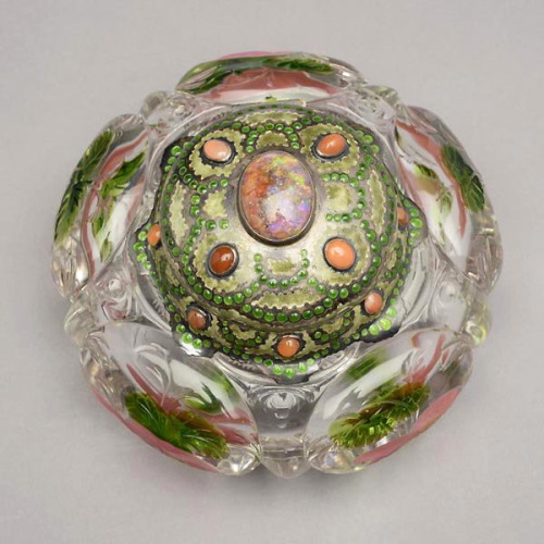 Louis Comfort Tiffany, Inkstand, 1907. Glass, Silver, Enamel, Carnelian and Fire Opal. Tiffany studi