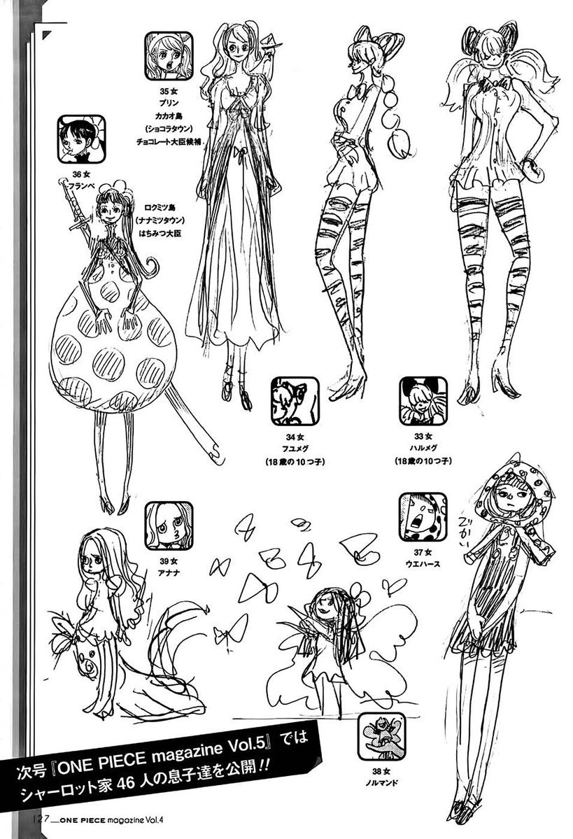 robinswhitehat:Oda’s drawings from One Piece magazine vol4. The whole sketches