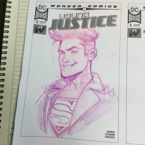 I picked up a blank sketch cover variant of Young Justice #1 and did a Kon-El Superboy sketch in mar