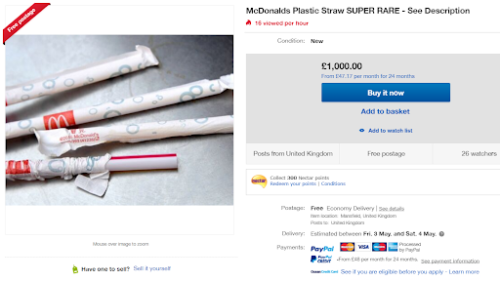 McDonald’s original plastic straws are fetching $$$ on eBay.