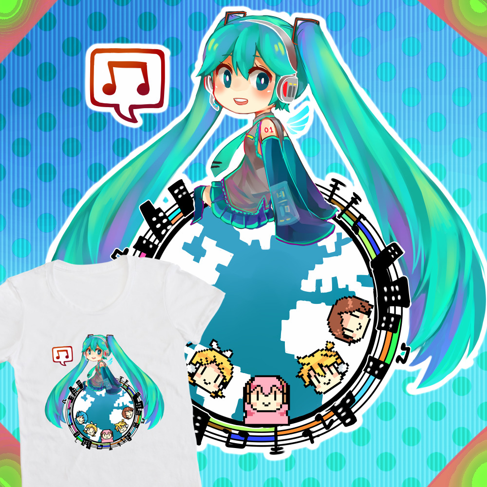 chimelon:  My entries for the Welovefine Hatsune Miku T-shirt design contest! *-*
