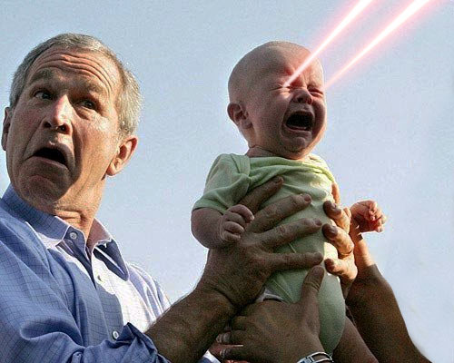 thefrogman:  One of my first major claims to fame was a website called Babies With Laser Eyes. These are some of my favorite creations from that.  