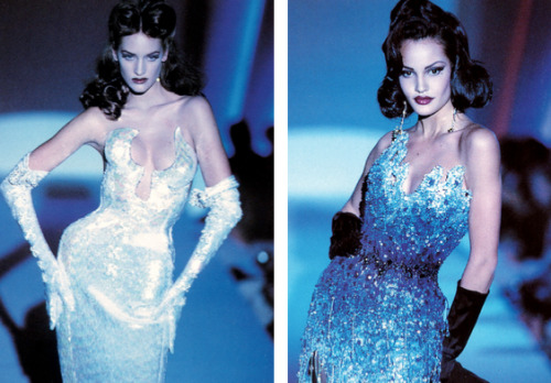 a-state-of-bliss: Valerie Jean &amp; Claudia Mason @ Thierry Mugler, early 90’s