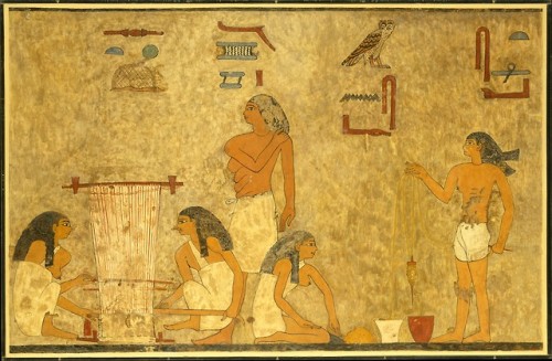 met-egyptian-art: Weavers, Tomb of Khnumhotep by Norman de Garis Davies, Egyptian ArtMedium: Paper, 