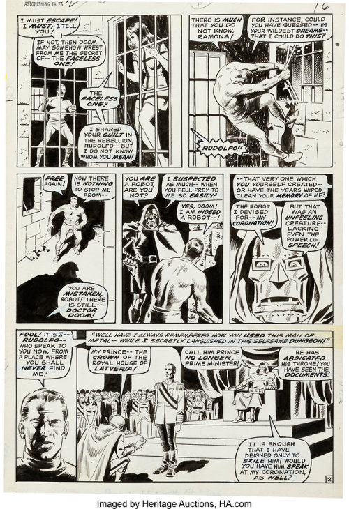 Original Wally Wood page from Astonishing Tales #2, featuring Doctor Doom (Marvel, 1970). 