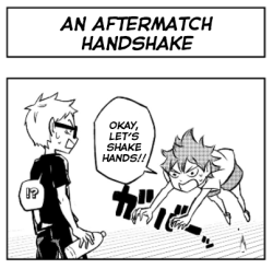 kurasuchi:  AN AFTERMATCH HANDSHAKEfrom Let’s! Haikyuu!? Chapter 7by retsu 