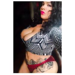 msromann:  Sheesh, I’ve got that angry Latina look going #rbf with #thickThighs #busty #huggable #lovable #curveSize #curvy #curves #thick #tigerStripes #tattedBabe #tattedLatina