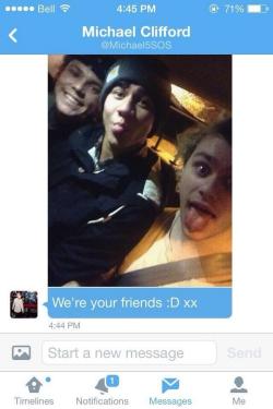 50shadesoflucas:  exiledpiano:  enoughluke: Michael DM’d a fan this after she told him she had no friends  I’m going to casually reblog this because I’m searching through my likes and I’ve found this that I liked back in February. I had no clue