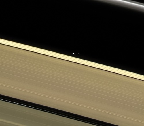 astronomyblog: Images of the Earth and the moon above the Rings of Saturn taken by Cassini on April 13, 2017. Credit:  NASA/JPL-Caltech/SSI/CICLOPS/Kevin M. Gill   