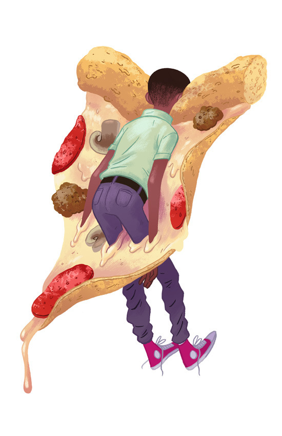 juliancallos:  I colored one of those youths stuck in food drawings I did a while