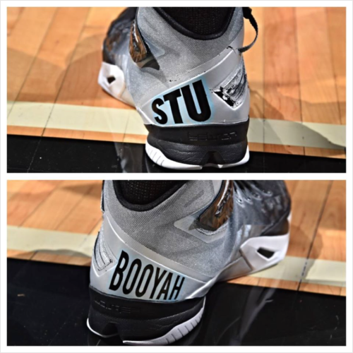 hoops-loop:  Danny Green is rocking these awesome, custom kicks in honor of Stuart Scott. 