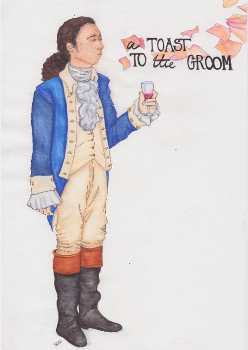 Laurens at the Hamilton wedding, watercolor pencils. I originally planned to write the entire text i