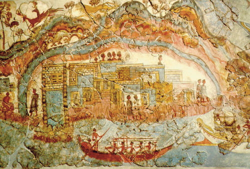 via-appia:Minoan fresco from Akrotiri, Santorini, c. 17th century BC