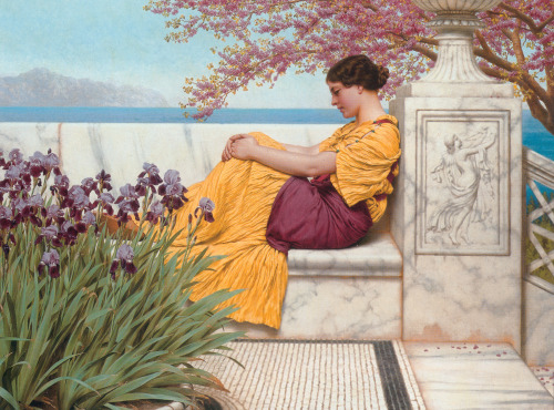 chrestomatheia: John William Godward  (1861-1922), Under the blossom that hangs on the bough.