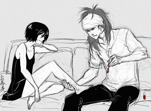 yzderia-forest: My guess is that Renji lost a bet to Rukia and that’s why he’s painting 