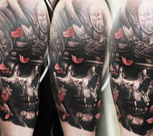 Samurai Skull Tattoo By Denis Sivak