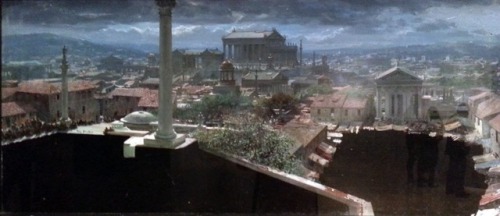 Peter Ellenshaw matte painting (and two details) for SPARTACUS (1960).