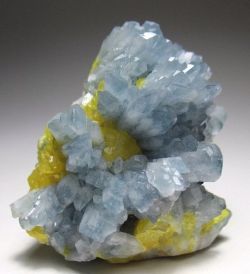 mineralists:  Celestite with Sulfur