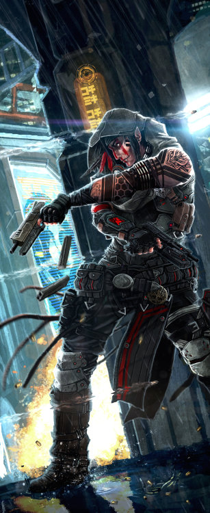 fuckyeahcyber-punk:Gunslinger Adept by django-red