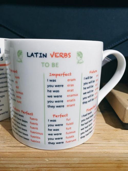 interretialia:earlhamclassics:A must have for any beginning Latinist, the Conjugating Coffee Mug wil