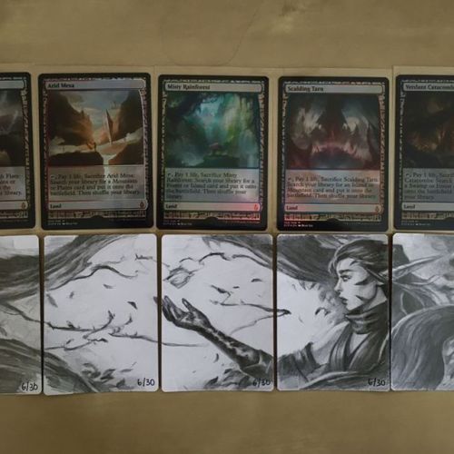 artofryanyee: Nissa drawing on a set of Expedition Artist Proofs. Probably my most complex drawing c
