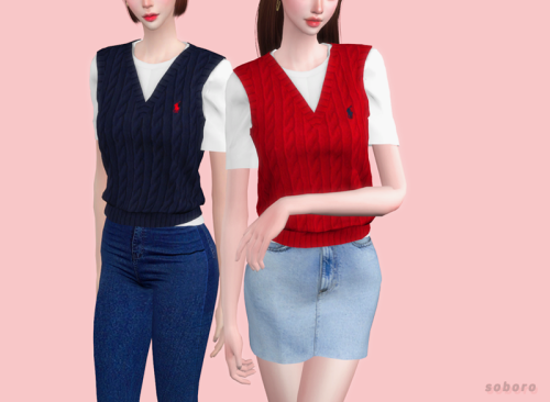 soboro-sims:[soboro] Polo Sweater vest Denim Two-Piece &Polo Sweater vest Top New mesh 38 Swatch