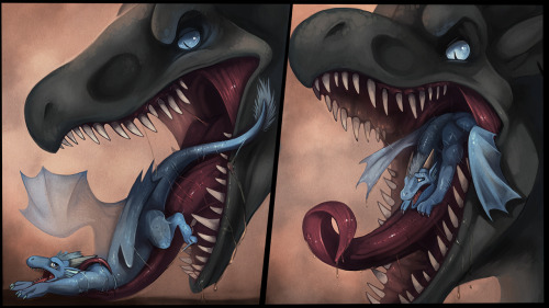 dragon-noms:  Black Dragon Vore Spotlight SFW version for @caractacusiv!  Tongue Free Fall Coloured - by danza    Caught Kitty - by NummyNumz    Taking a Dip - Part Two - by Tartii    Commission - Kazul the Dragon - by Kalida    Let me fix that for you.