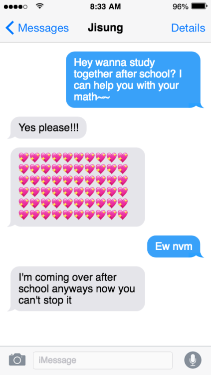 Texts with Jisung of NCT dream and his shorter, older boyfriend (highschool au-ish)- Mali &lt;3I